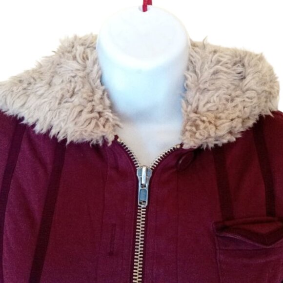 FREE WITH PURCHASE  Burgundy Hooded Jacket Sweater Size XS (FLAWS - PLEASE READ) - Picture 2 of 5